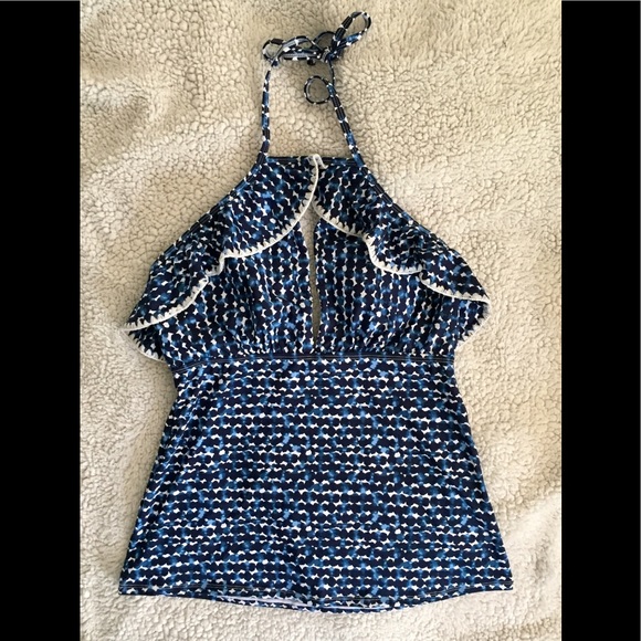 Halter style ruffle trimmed tankini top - Picture 1 of 4